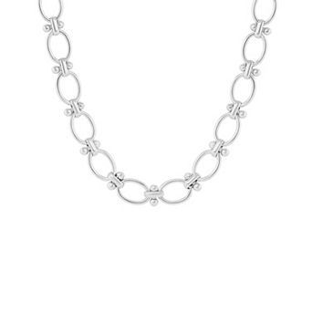 Emberly Polished Oval Knot Link Chain Necklace