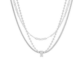 Emberly Beaded Chain, Mariner Chain & Round Snake Chain Triple Layer Necklace