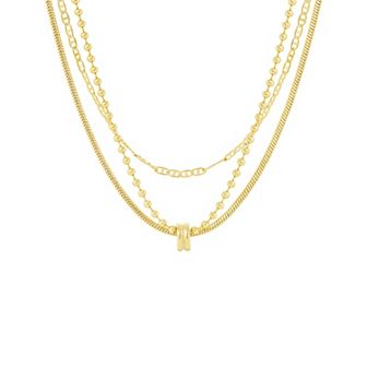 Emberly Beaded Chain, Mariner Chain & Round Snake Chain Triple Layer Necklace