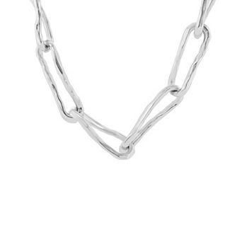 Emberly Hammered Chunky Paperclip Link Chain Necklace