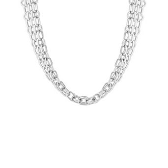 Emberly Polished Mesh Multi Link Necklace