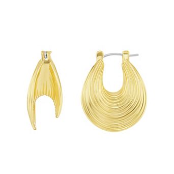 Emberly Gold Tone Textured Oval Hoop Earrings