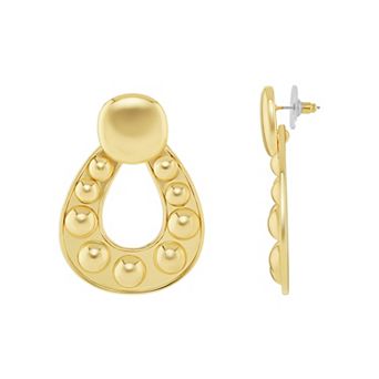 Emberly Gold Tone Polished Oval Drop Earrings