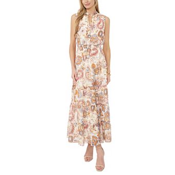 Women's MSK Tie Neck Tiered Maxi Dress