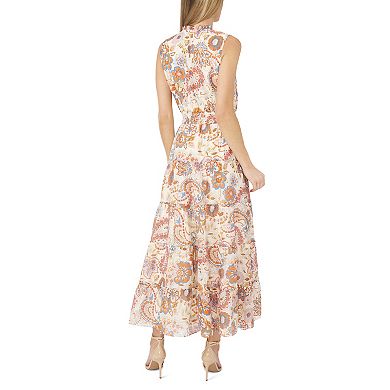 Women's MSK Tie Neck Tiered Maxi Dress