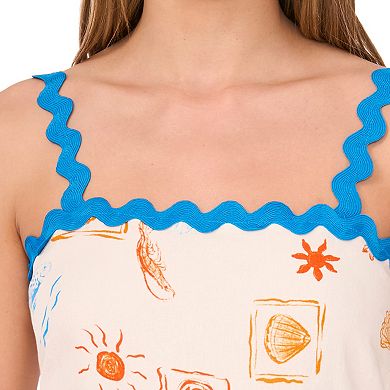 Women's MSK Tiered Linen Dress with Ric Rac Trim