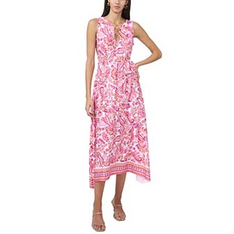 Women's MSK Sleeveless Midi Dress with O Zip Trim