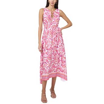 Women's MSK Sleeveless Midi Dress with O Zip Trim