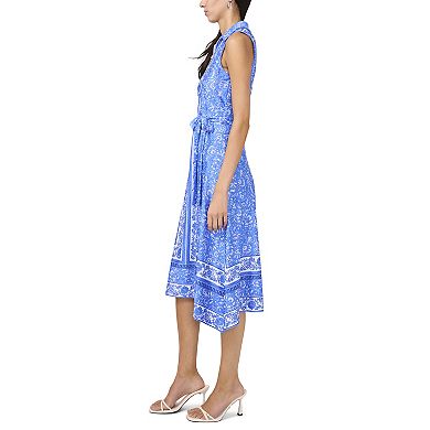 Women's MSK Sleeveless Midi Dress with Three Ring Trim