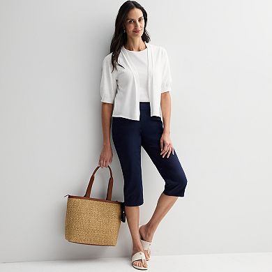 Women's Croft & Barrow® Puff Elbow Sleeve Open Front Cardigan