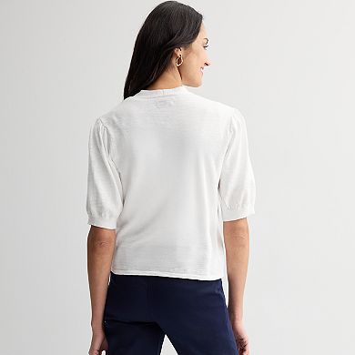 Women's Croft & Barrow® Puff Elbow Sleeve Open Front Cardigan