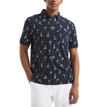 Men's Nautica Printed Classic Fit Johnny Collar Polo