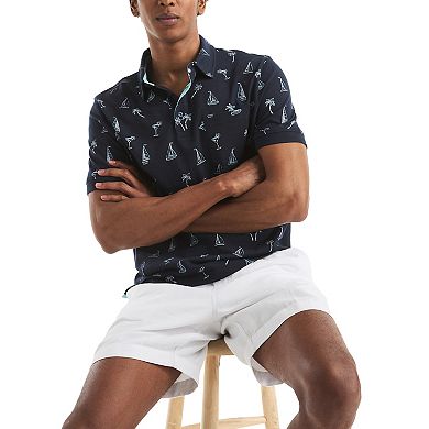 Men's Nautica Printed Classic Fit Johnny Collar Polo
