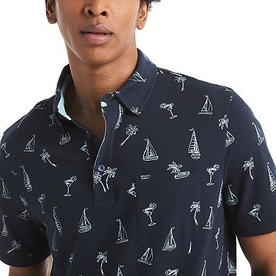 Men's Nautica Printed Classic Fit Johnny Collar Polo