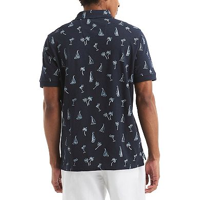 Men's Nautica Printed Classic Fit Johnny Collar Polo