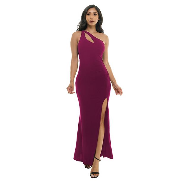 open lace back dress Elegant One Shoulder Mermaid Side Slit Soft Satin Bridesmaid Dresses