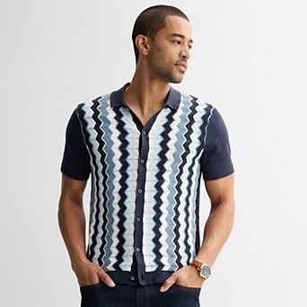 Men's Apt. 9® Short Sleeve Zig Zag Button-Down Shirt