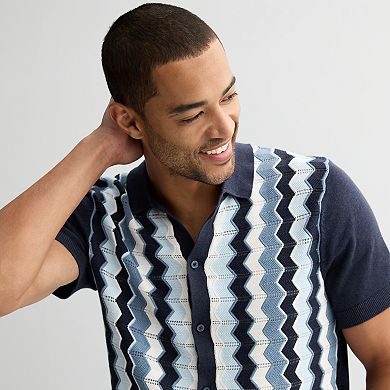 Men's Apt. 9® Short Sleeve Zig Zag Button-Down Shirt