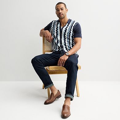 Men's Apt. 9® Short Sleeve Zig Zag Button-Down Shirt