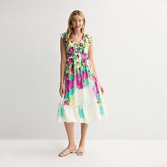 Women's Maison Tara V-Neck Printed Midi Dress
