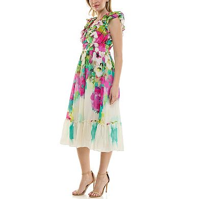 Women's Maison Tara V-Neck Printed Midi Dress