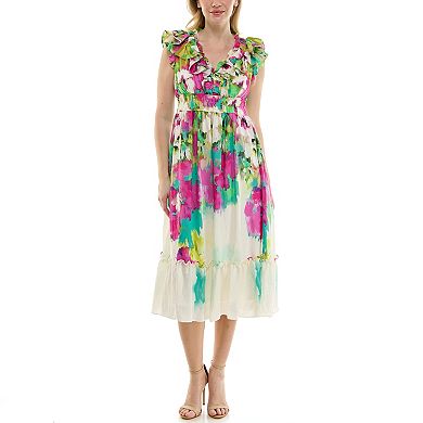 Women's Maison Tara V-Neck Printed Midi Dress