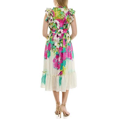 Women's Maison Tara V-Neck Printed Midi Dress