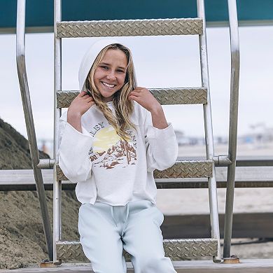 Girls 7-16 Hurley Raw Hem Pullover Graphic Cropped Hoodie