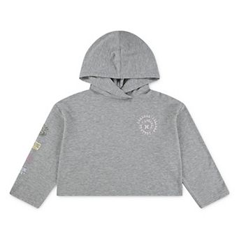 Girls 7-16 Hurley Raw Hem Pullover Graphic Cropped Hoodie