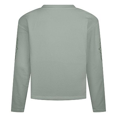 Girls 7-16 Hurley Embroidered Floral Ribbed Knit Long Sleeve T-shirt