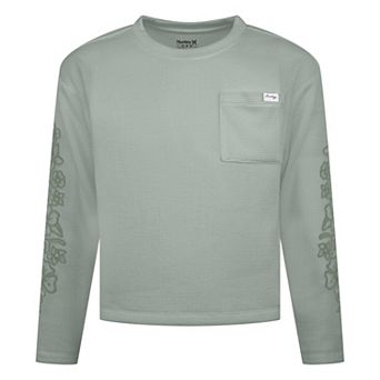 Girls 7-16 Hurley Embroidered Floral Ribbed Knit Long Sleeve T-shirt