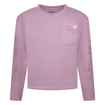 Girls 7-16 Hurley Embroidered Floral Ribbed Knit Long Sleeve T-shirt