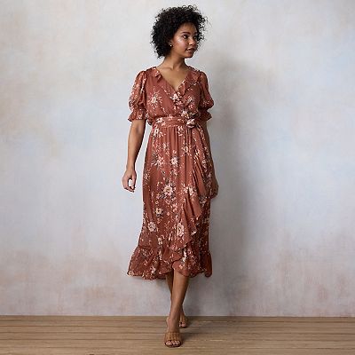 chinese dress ladies Lauren Gingham Maxi Dress-Brown main image 1