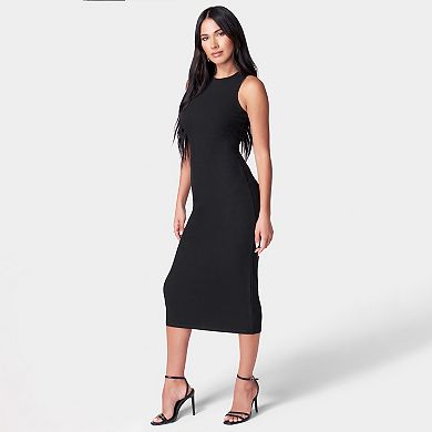 Women's bebe Square Neck Sleeveless Ribbed Dress