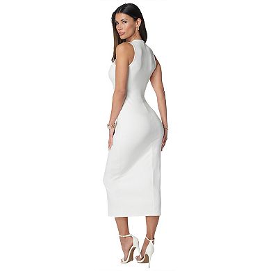 Women's bebe Square Neck Sleeveless Ribbed Dress