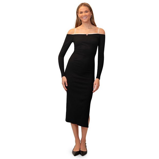 Juniors' madden girl Off The Shoulder Lace Trim Maxi Dress
