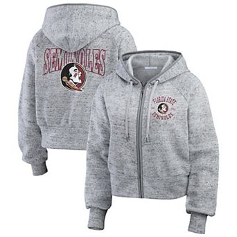 Women's WEAR by Erin Andrews Heather Gray Florida State Seminoles Wear Speckle Double-Hit Raglan Full-Zip Hoodie