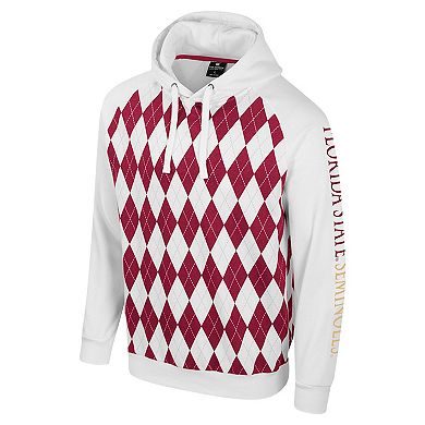 Men's Colosseum White Florida State Seminoles The Dealio Raglan Pullover Hoodie