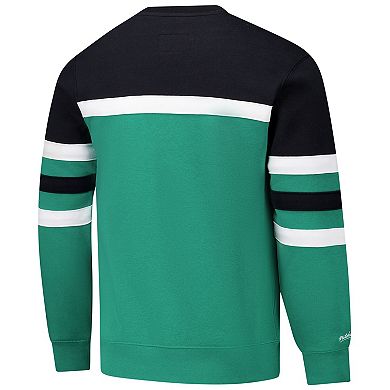 Men's Mitchell & Ness Kelly Green/Black Boston Celtics Hardwood Classics Vintage Logo Head Coach Pullover Sweatshirt