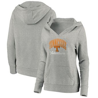 Women's Fanatics Gray Tennessee Volunteers Victory Script V-Neck Pullover Hoodie