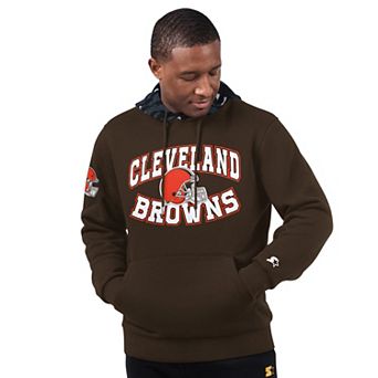 Men's Starter Brown Cleveland Browns Thursday Night Gridiron Vintage Logo Pullover Hoodie