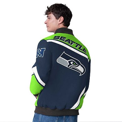 Men's G-III Extreme College Navy Seattle Seahawks Maximum Racing Full-Snap Jacket