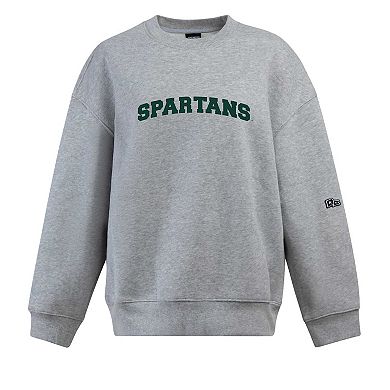 Women's Hype and Vice Heather Gray Michigan State Spartans Offside Pullover Sweatshirt