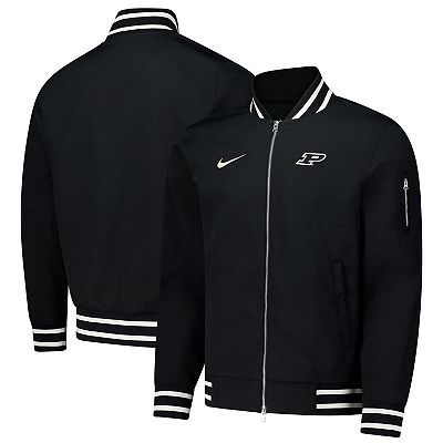 Men s Nike Black Purdue Boilermakers Full Zip Bomber Jacket