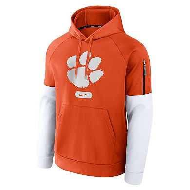 Men's Nike Orange Clemson Tigers Fitness Raglan Performance Pullover Hoodie