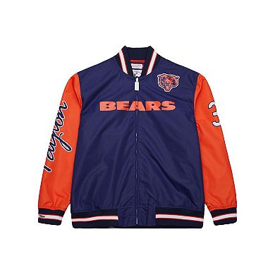 Men's Mitchell & Ness Walter Payton Navy Chicago Bears Retired Player Graphic Full-Zip Satin Jacket