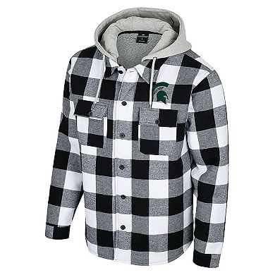 Men's Colosseum Black/White Michigan State Spartans Buffalo Plaid Full-Zip Jacket