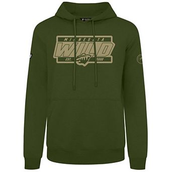 Men's Levelwear Olive Minnesota Wild Podium Pullover Hoodie