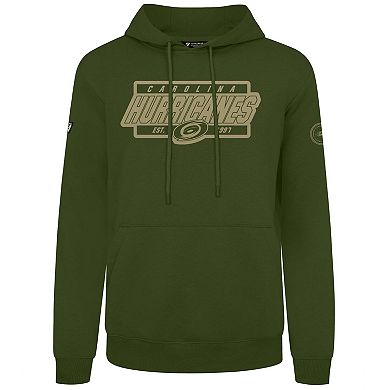 Men's Levelwear Olive Carolina Hurricanes Podium Pullover Hoodie