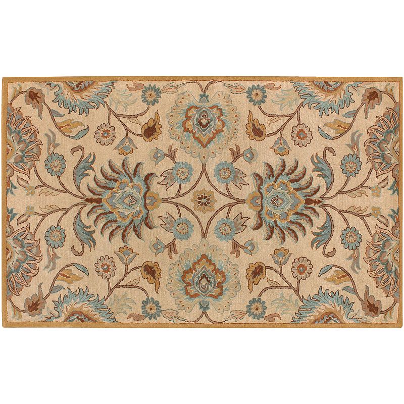 Decor 140 Caesar Beige Floral Rug, Med Beige, 4Ft Sq
